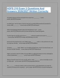 HDFS 210 Exam 2 2026/2027 – Questions, Correct Answers & Complete Study Guide