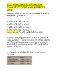 BOC 7TH: CLINICAL CHEMISTRY EXAM QUESTIONS AND ANSWERS 2026