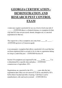 GEORGIA CERTIFICATION - DEMONSTRATION AND RESEARCH PEST CONTROL EXAM