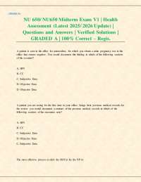 NU 650/ NU650 Midterm Exam V1 | Health Assessment (Latest 2025/ 2026 Update) | Q&A
