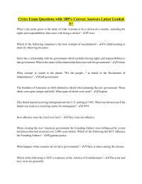Civics Exam Questions with 100% Correct Answers Latest Graded A+