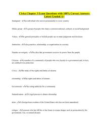 Civics Chapter 3 Exam Questions with 100% Correct Answers Latest Graded A+