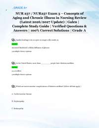 NUR 257 / NUR257 Exam 3 – Concepts of Aging and Chronic Illness in Nursing Review