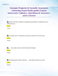 Georgia Property & Casualty Insurance Licensing Exam Study guide (Latest 2026/2027)