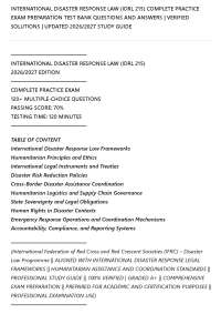 INTERNATIONAL DISASTER RESPONSE LAW (IDRL 215) COMPLETE PRACTICE EXAM PREPARATION TEST BAN