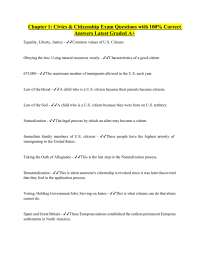 Chapter 1: Civics & Citizenship Exam Questions with 100% Correct Answers Latest Graded A+