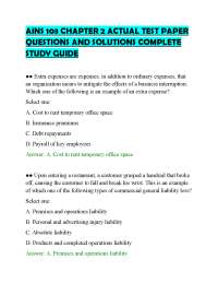 AINS 103 CHAPTER 2 ACTUAL TEST PAPER QUESTIONS AND SOLUTIONS COMPLETE STUDY GUIDE