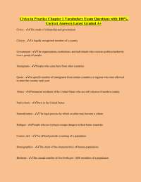 Civics in Practice Chapter 1 Vocabulary Exam Questions with 100% Correct Answers Latest Gr
