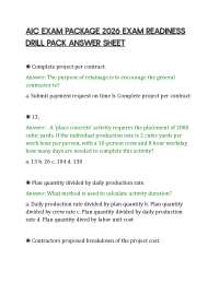 AIC EXAM PACKAGE 2026 EXAM READINESS DRILL PACK ANSWER SHEE