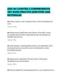 AINS 103 CHAPTER 4 COMPREHENSIVE TEST BANK PRACTICE QUESTIONS AND RATIONALES