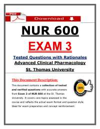 NUR 600 Exam 3 (2026/2027) | St. Thomas University | Verified Q&A (PDF)