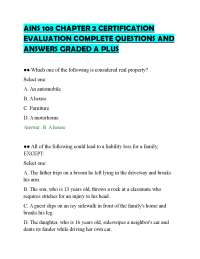 AINS 103 CHAPTER 2 CERTIFICATION EVALUATION COMPLETE QUESTIONS AND ANSWERS GRADED A PLUS