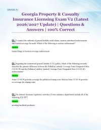 Georgia Property & Casualty Insurance Licensing Exam V2 (Latest 2026/2027 Update) | Q&A