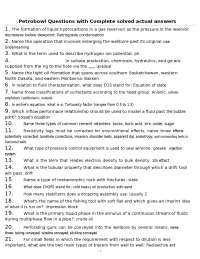 Petrobowl Questions with Complete solved actual answers