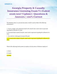 Georgia Property & Casualty Insurance Licensing Exam V1 (Latest 2026/2027 Update) | Q&A