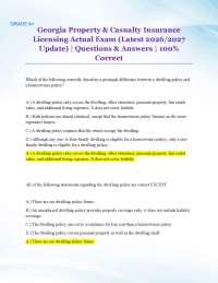 Georgia Property & Casualty Insurance Licensing Actual Exam (Latest 2026/2027 Update)