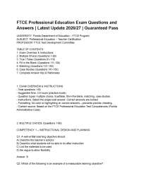 FTCE Professional Education Exam Questions and Answers _ Latest Update 2026_27 _ Guarantee