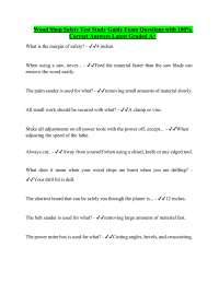 Wood Shop Safety Test Study Guide Exam Questions with 100% Correct Answers Latest Graded A
