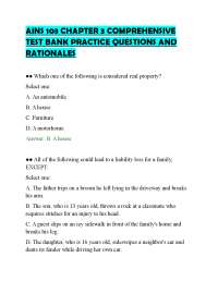 AINS 103 CHAPTER 3 COMPREHENSIVE TEST BANK PRACTICE QUESTIONS AND RATIONALES
