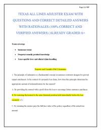 TEXAS ALL LINES ADJUSTER EXAM WITH QUESTIONS AND CORRECT DETAILED ANSWERS