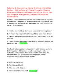Palliative & Hospice Care Clinical Test Bank (2025/2026 Edition) | 300 Realistic NCLEX/ANC