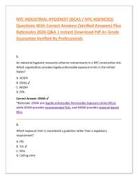 NYC INDUSTRIAL HYGIENIST (DCAS / NYC AGENCIES) Questions With Correct Answers (Verified A