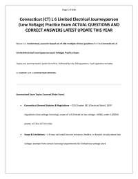 Connecticut (CT) L-6 Limited Electrical Journeyperson (Low Voltage) Practice Exam ACTUAL Q