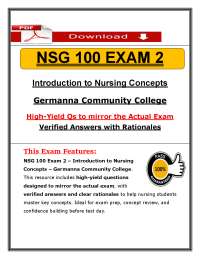 NSG 100 Exam 2 (PDF) | (2026/2027) Nursing Concepts Questions | GCC