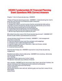 HS300 Fundamentals Of Financial Planning Exam Questions With Correct Answers.