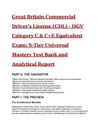 2026/2027 S-Tier HGV C & C+E Exam Mastery Bank: 20+ Expert Scenarios