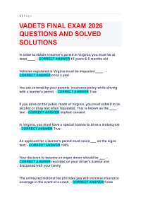 VADETS FINAL EXAM 2025-2026 QUESTIONS AND SOLVED SOLUTIONS