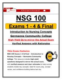 NSG 100 Exams 1-4 & Final (PDF) | (2026/2027) Nursing Concepts Qs | GCC
