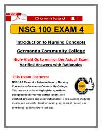 NSG 100 Exam 4 (PDF) | (2026/2027) Nursing Concepts Questions | GCC
