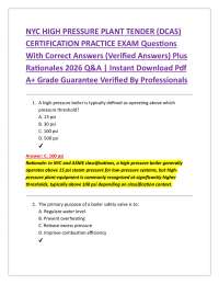 NYC HIGH PRESSURE PLANT TENDER (DCAS) CERTIFICATION PRACTICE EXAM Questions With Correct