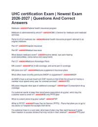 UHC certification Exam | Newest Exam 2026-2027 | Questions And Correct Answers