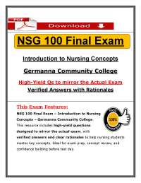 NSG 100 Final Exam (PDF) | (2026/2027) Nursing Concepts Questions | GCC