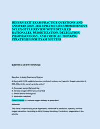 HESI RN EXIT EXAM PRACTICE QUESTIONS AND ANSWERS (2025–2026 UPDATE):120 COMPREHENSIVE NCLE