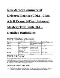 2026/2027 New Jersey CDL Exam Mastery Bank: S-Tier Questions & Rationales