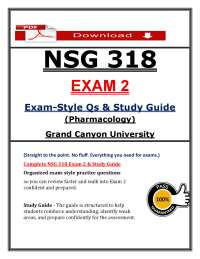NSG 318 Exam 2 (2026/2027) | Pharmacology Study Guide | Grand Canyon (PDF)