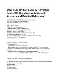 2026 HESI RN Exit Exam (V7) Practice Test – 200 Questions with Correct Answers and Detaile