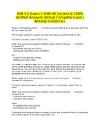 ESB V.2 Exam 1 With All Correct & 100% Verified Answers |Actual Complete Exam |Already Gra