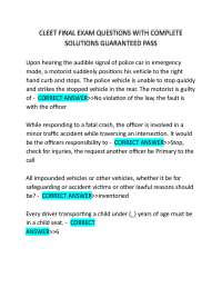 CLEET FINAL EXAM QUESTIONS WITH COMPLETE SOLUTIONS GUARANTEED PASS