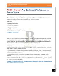 AIC 301 - Final Exam Prep Questions and Verified Answers, Exams of History
