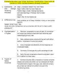 Entrepreneurship and Small Business Certification Exam with all Correct & 100% Verified An