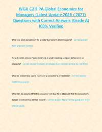 WGU C211 PA Global Economics for Managers (Latest Update 2026 / 2027) Questions with Corre
