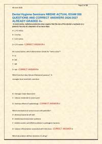 Dental Hygiene Seminars NBDHE ACTUAL EXAM 200 QUESTIONS AND CORRECT ANSWERS 2026/2027 ALR