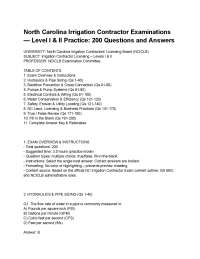 North Carolina Irrigation Contractor Examinations — Level I & II Practice_ 200 Questions a