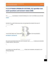 S-12 CITYWIDE SPRINKLER SYSTEMS, S12 sprinkler test exam questions and answers latest 2026
