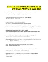 CCHT PREP EXAM QUESTIONS WITH CORRECT ANSWERS 2026-2027