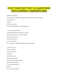 CCHT PRACTICE TEST 5.0 QUESTIONS WITH CORRECT ANSWERS 2026